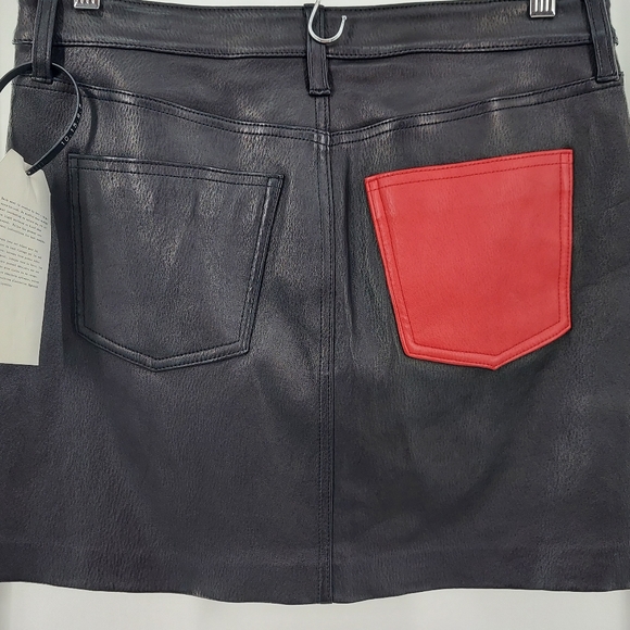 Current/Elliott Leather Contrast Skirt 28 - Picture 3 of 12